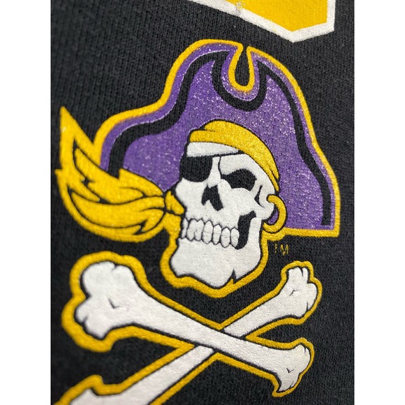 East Carolina Pirates Hoodie Men Medium Black Purple Sweatshirt Sweater Russell - Picture 10 of 11